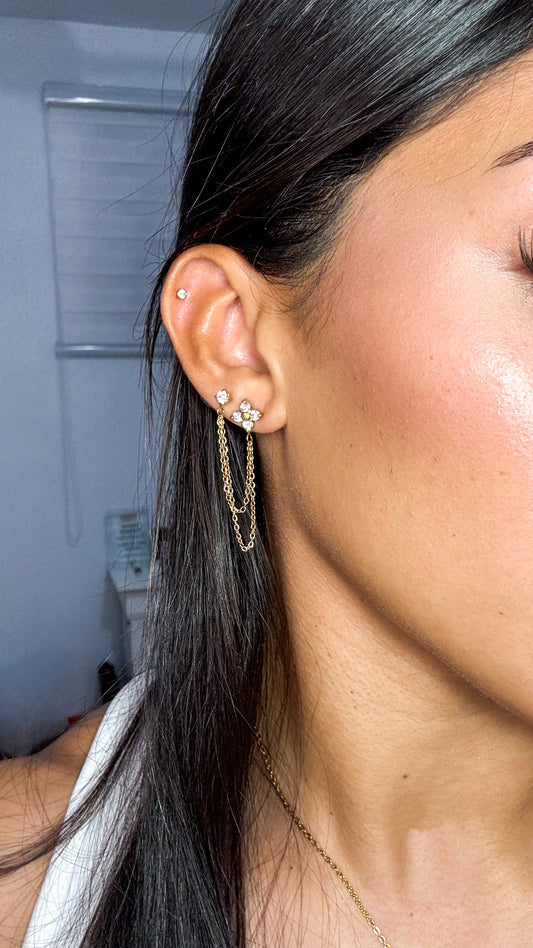 Chained stud earrings