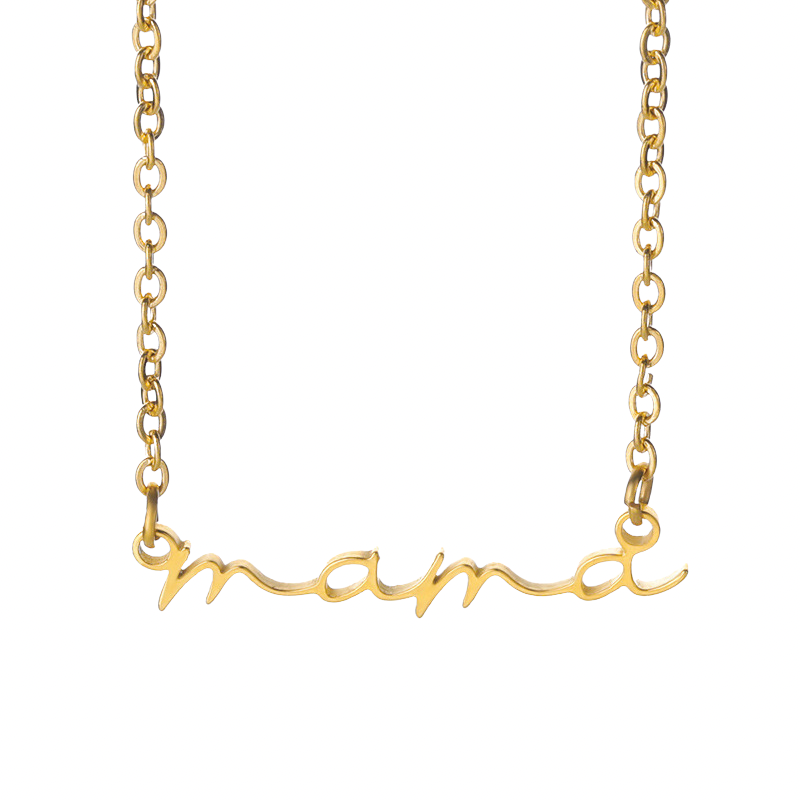 Mama script necklace