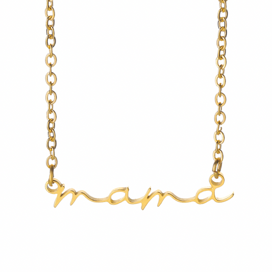 Mama script necklace